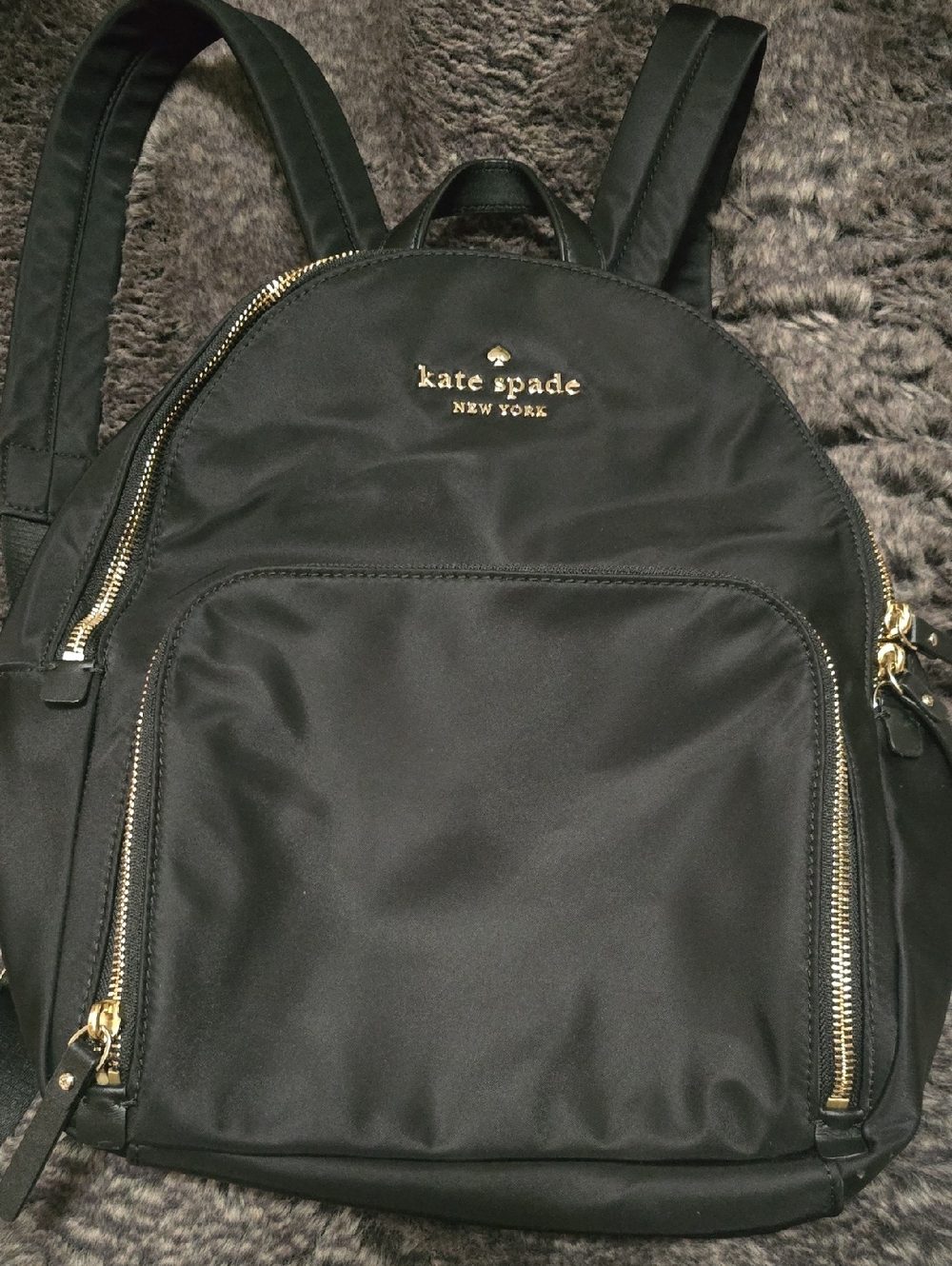 kate spade black nylon backpack with gold hardware. I Ship In One Day!